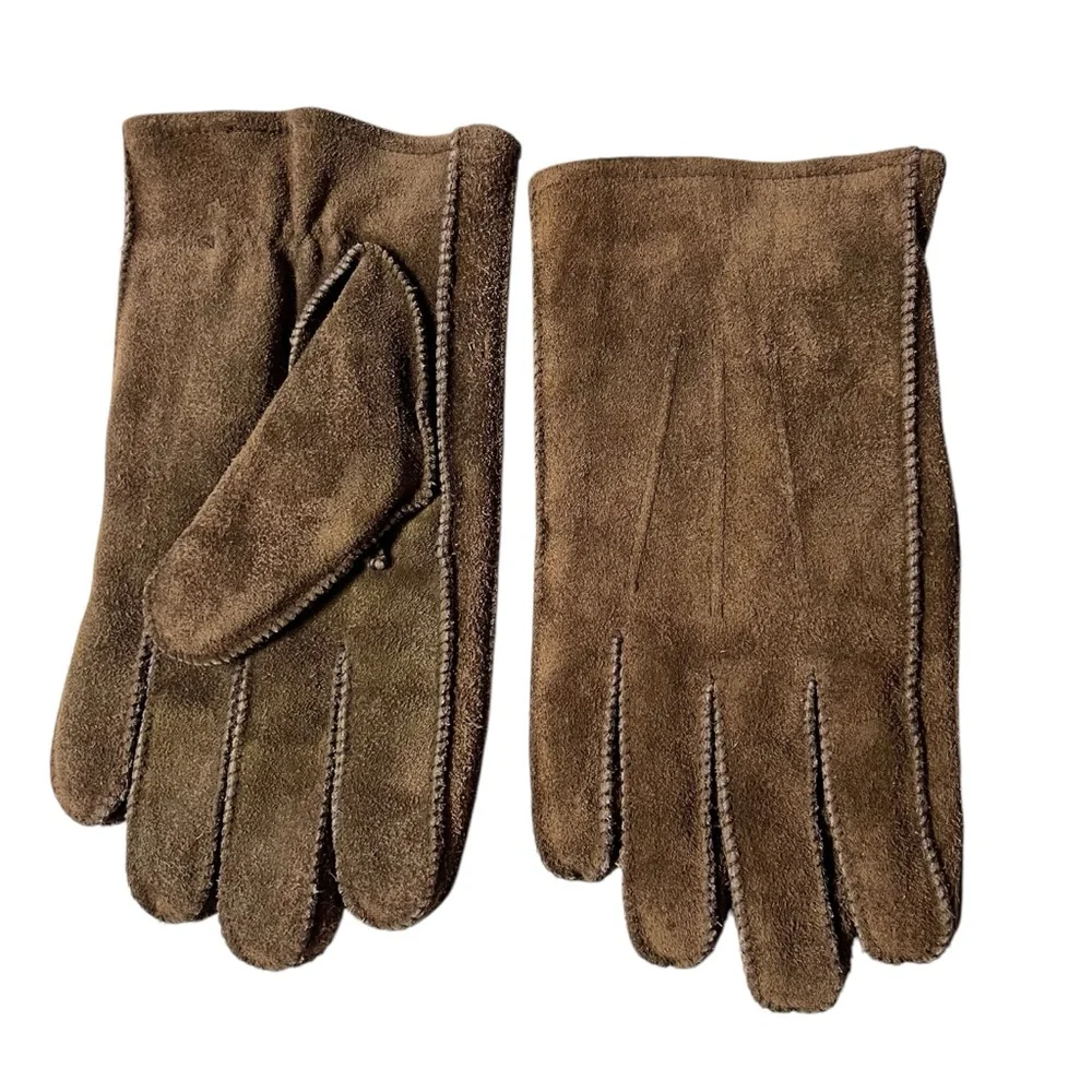 Vintage 1970’s Cowhide Split Leather Sherpa Lined Gloves Sz MD